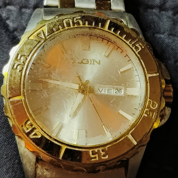 Men's ELGIN Classic Two-Tone Dress Casual Steel Band Watch - Picture 6 of 7